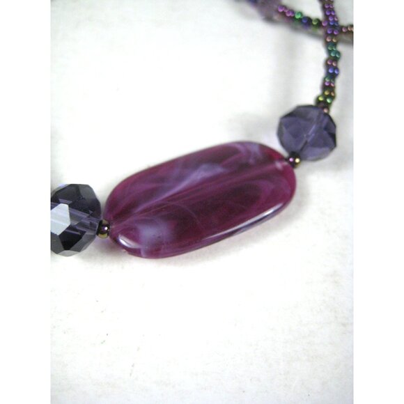 Colorful Plastic Beaded Necklace Large Beads 35 in Strand Unique Asymmetrical - Picture 7 of 11